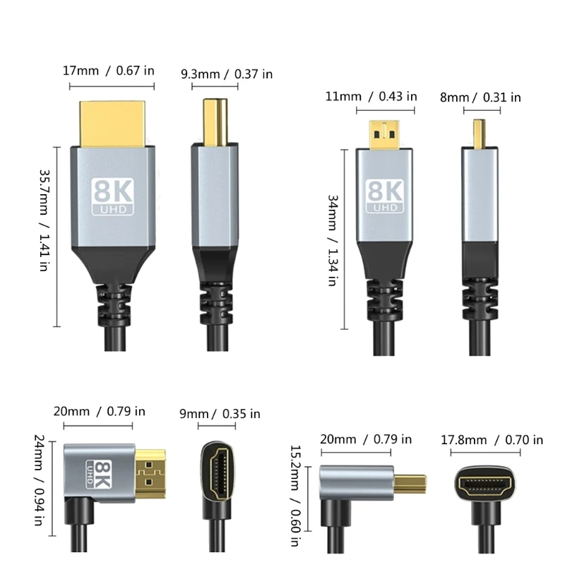 1pc 6x2.3mm Video to 10.5x2.5mm Cable Fast Speed for 1080p 8K60hz Video Cord Bidirectional Transmission with Gold Contacts