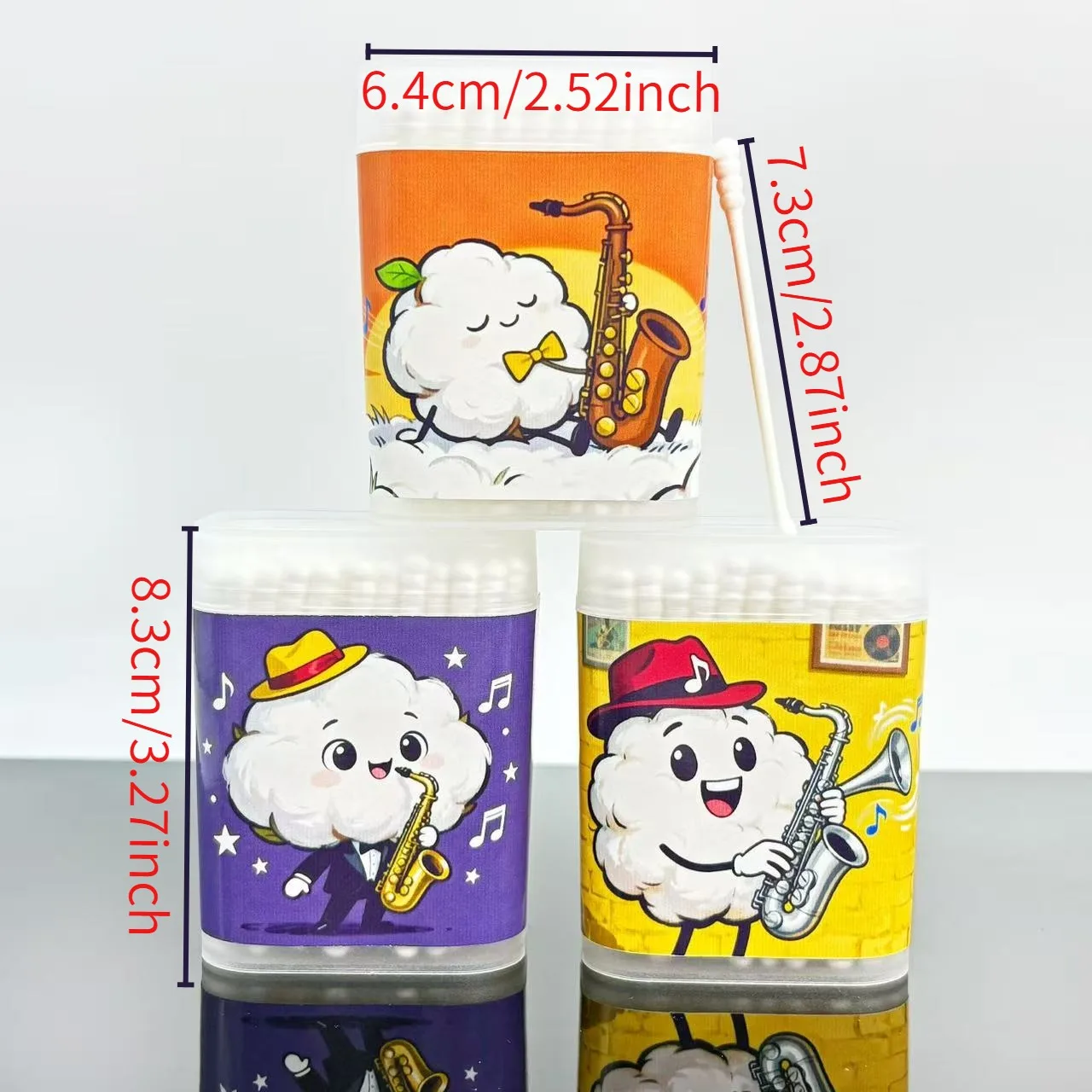 300개 색소폰 테마 양면 면봉, 창의적인 나선형 스푼 음악 요소 흰색 면봉 스틱