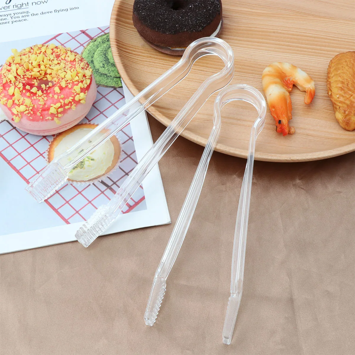 

2pcs Transparent Acrylic Ice For Food Serving Cake Bread Salad Bar Party Buffet Catering Kitchen Use For Ice Kitchen Food