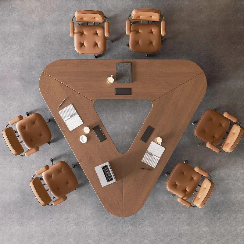 Modern Solid Wood Triangle Negotiation Table Conference Table Conference Room Tables Office Furniture Luxury Meeting Tables Desk