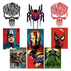 Punisher Spider Man logo Iron on patches self-adhesive stripes appliques heat transfer stickers DIY Sewing Decoration