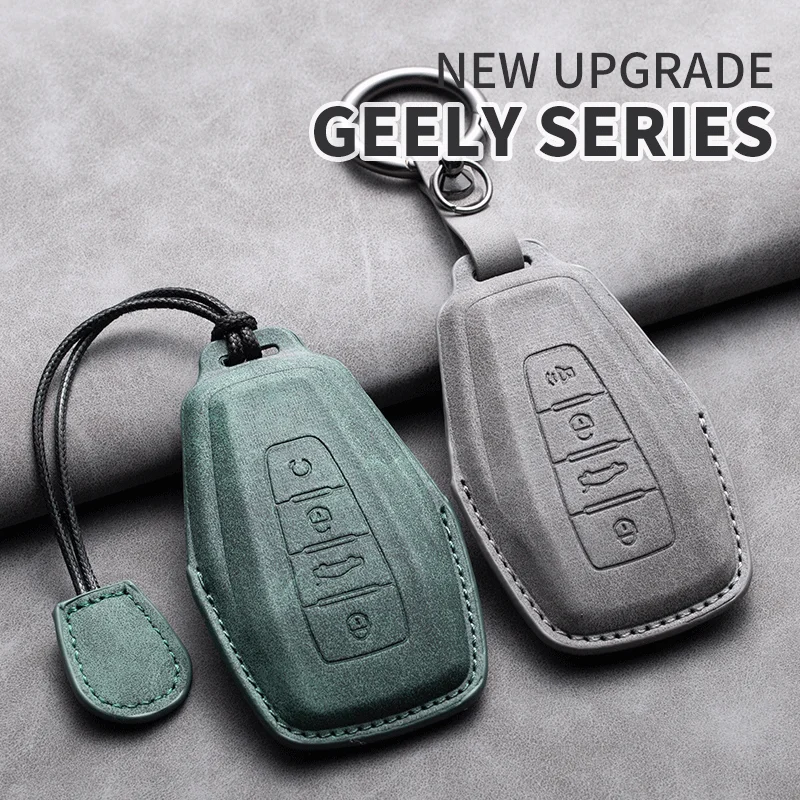 

Leather Car Remote Key Case Cover Shell Fob For Geely Coolray X6 X7 EX7 Emgrand Global Hawk GX7 Kulrey GT GC9 Atlas Boyue NL3