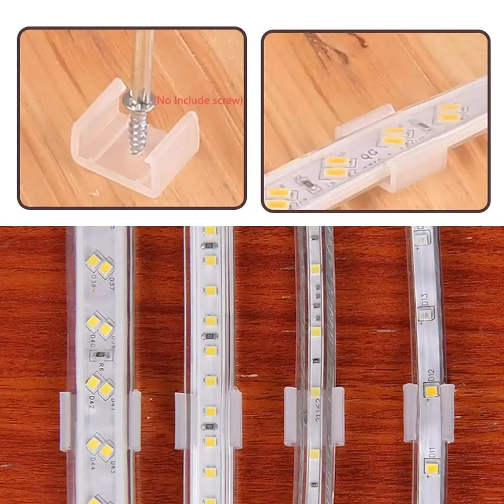 100Pcs 220V Flexible COB LED Strip Fixed Clips Lamp Holder Fitting Plastic Light Mounting Buckle 5050/5730/2835 8-20mm