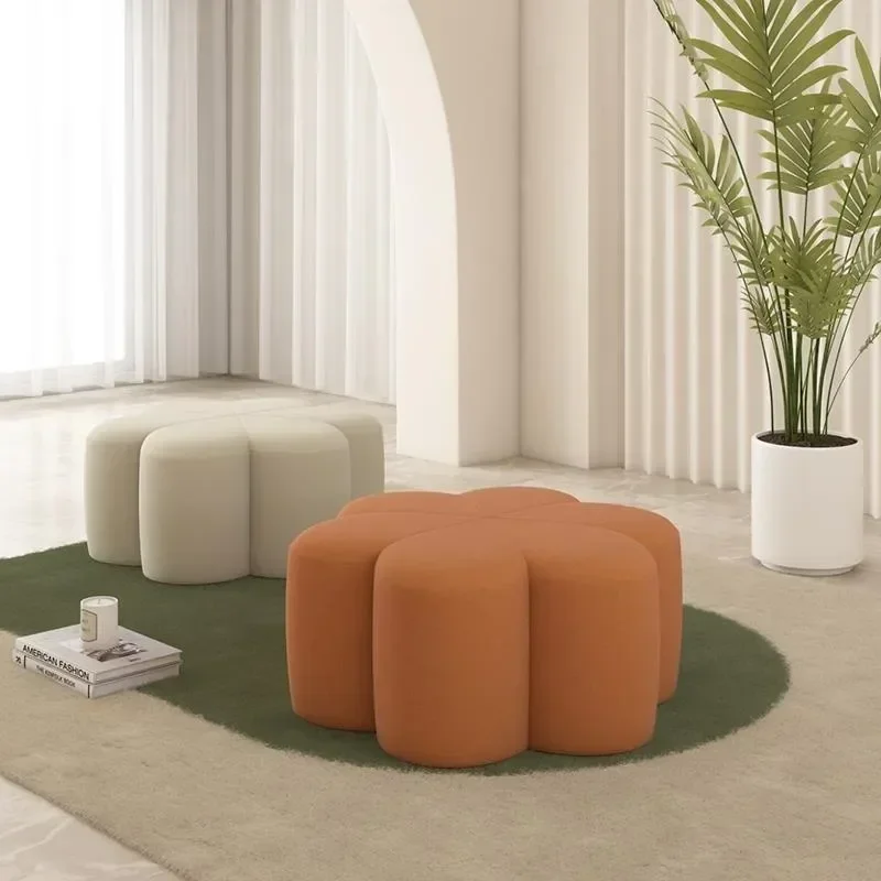 AZ Light Luxury Blossom Sofa Seat Sturdy Footstools Removable Flower Petal Seat Pouf Anti-collision Shoe Bench for Living Room