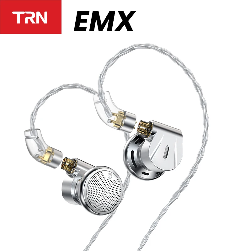 TRN EMX Earphone New Flagship HiFi Flat Earbuds Brylium-plated diaphragm 14.2mm with Interchangeable Plugs