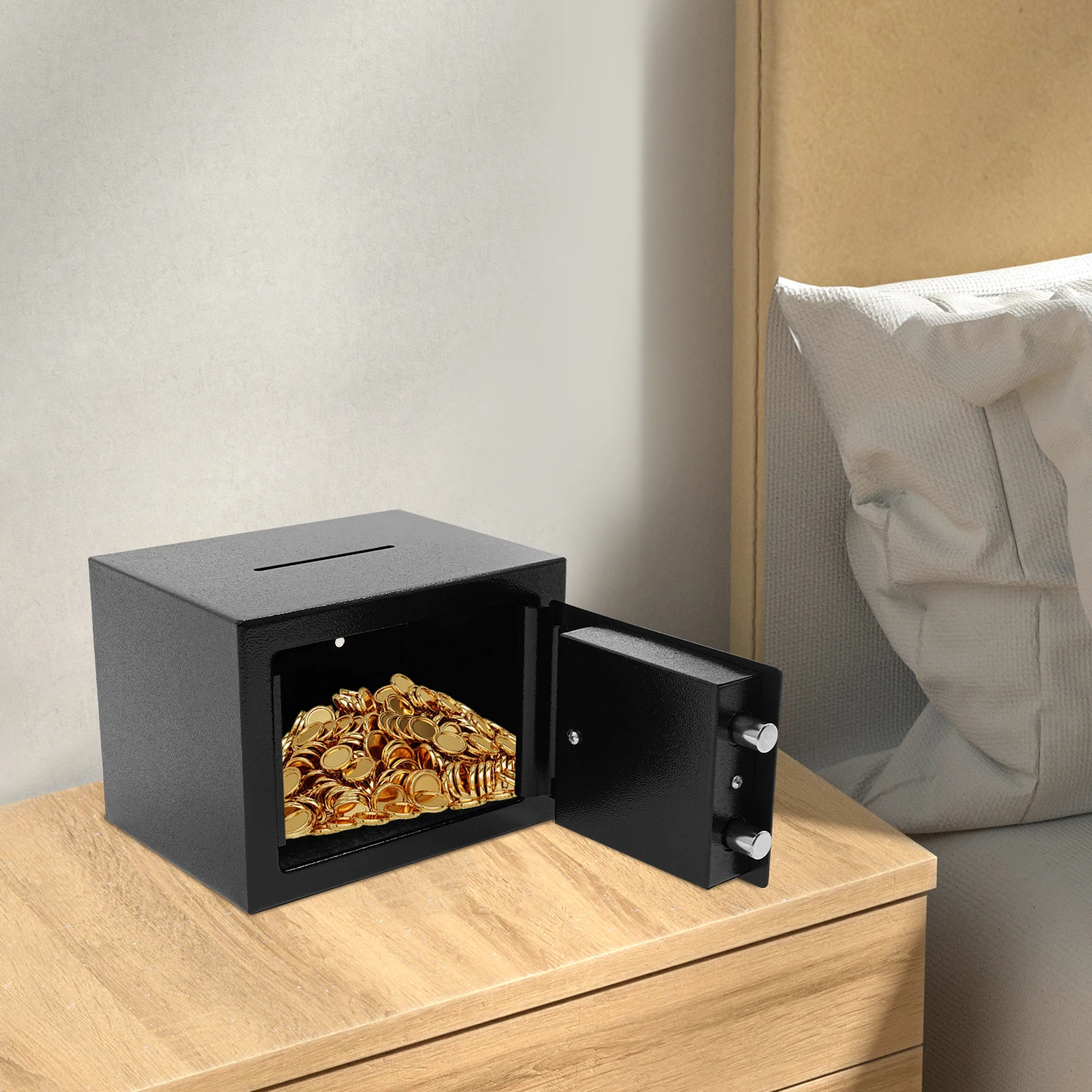 Small Safe Box with Drop Slot Cash Safe Box for Cabinets Home & Office Security