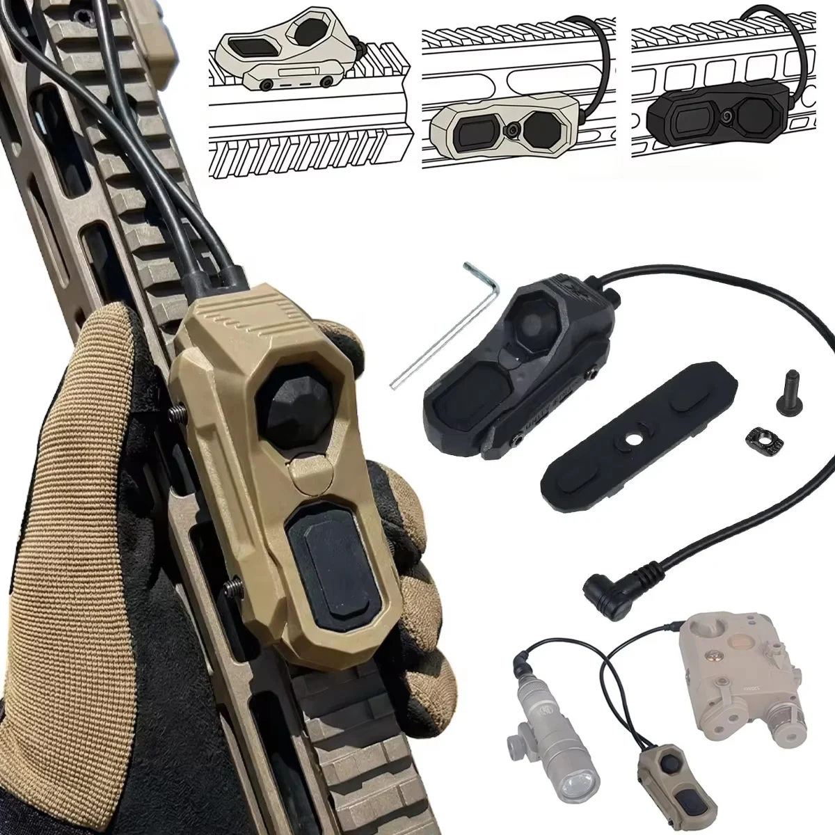 Lampe torche tactique UNITY 20mm Picatinny, interrupteur à distance AXON, double fonction, interrupteur à pression, prise SF/2.5/3.5, Airsoft