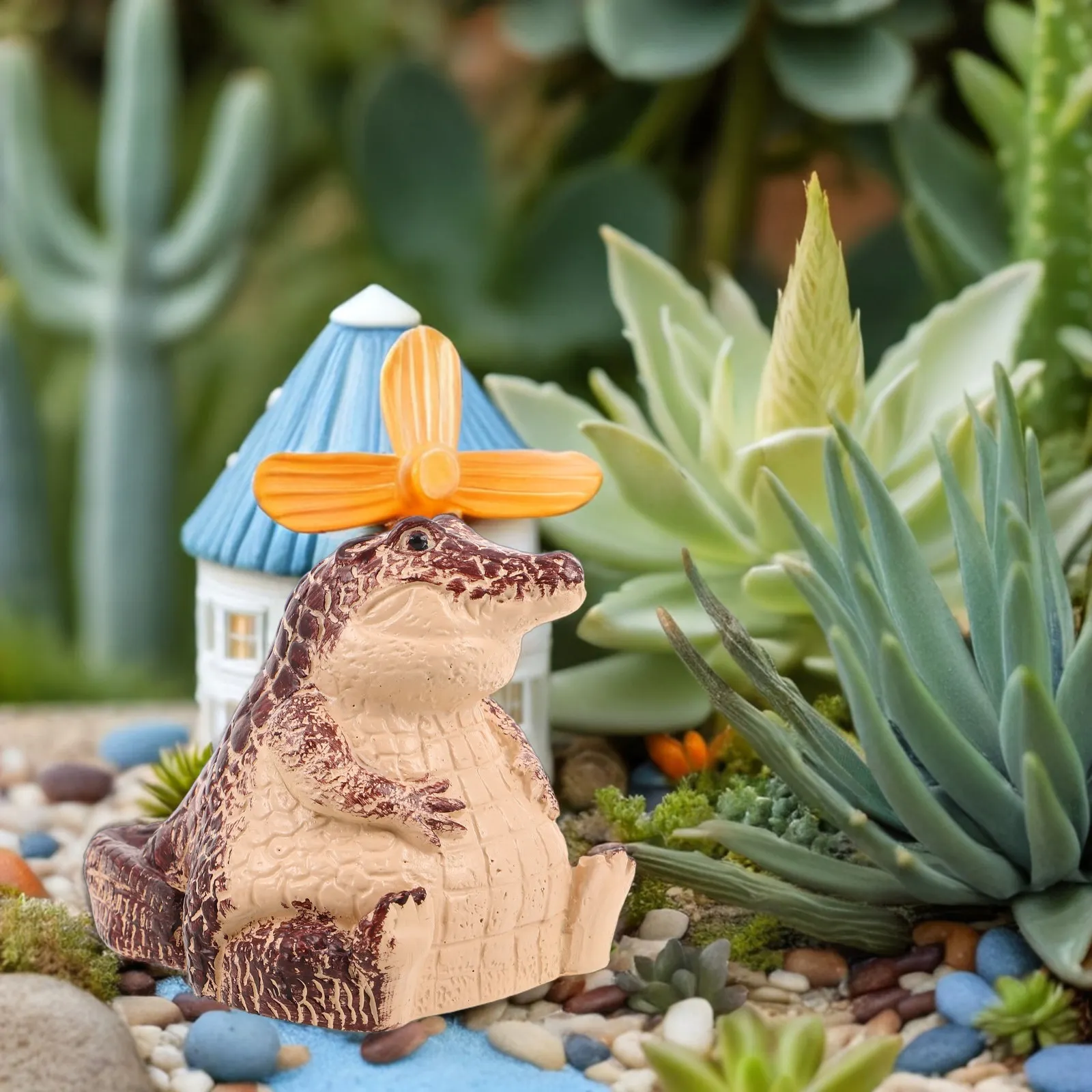 Outdoor Garden Key Hiding Box Mini Alligator Resin Statue Key Hider for Outside Yard Miniature Sculpture Decorative Ornament