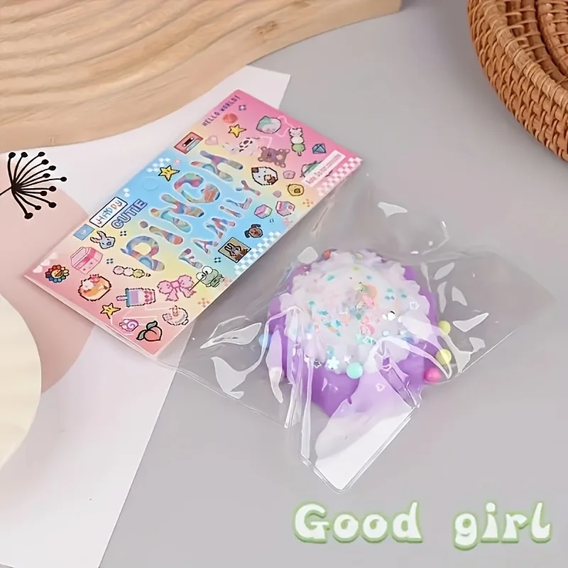 Jouet de gâteau à presser relaxant décoré de fleurs et de perles colorées