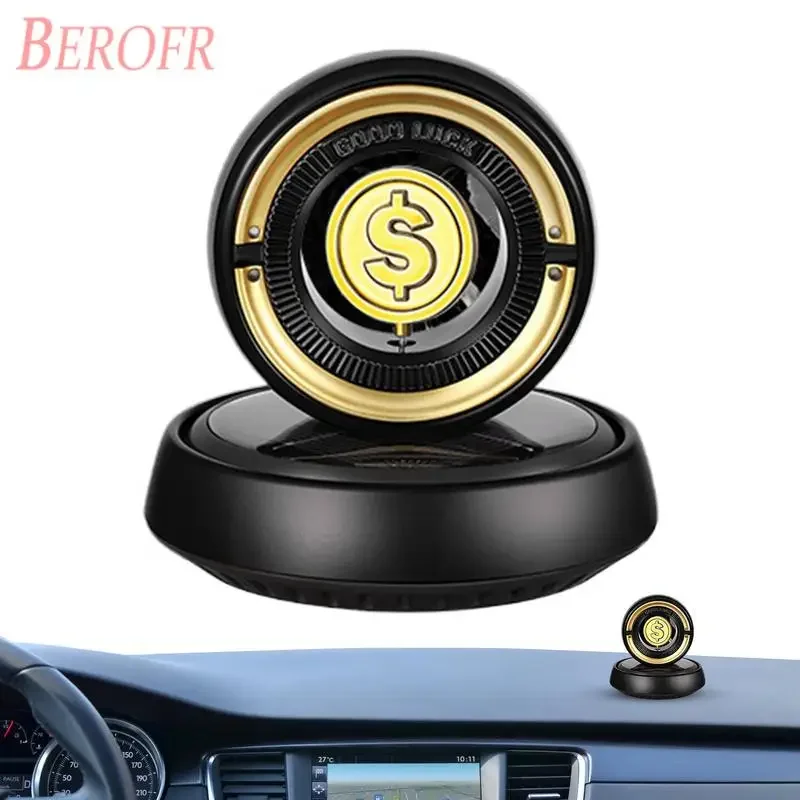 Car Aromatherapy Diffuser Solar Rotating Coin Car Diffuser Air Freshener With Solar Rotation Odor Fighter And Car Odor