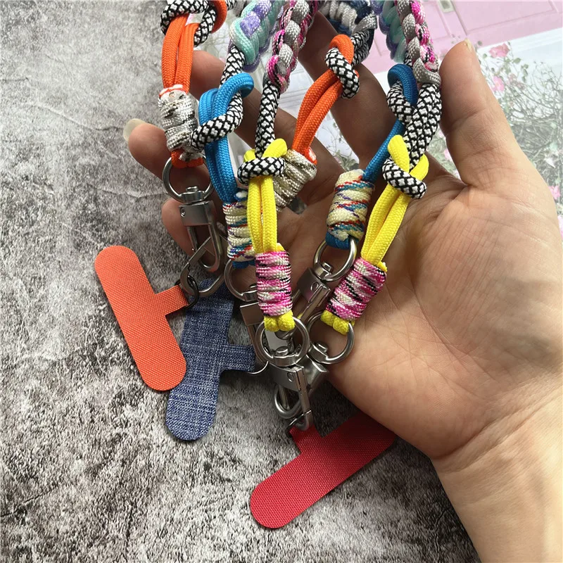 Keychain on the Phone Charm Strap Contrasting Colors Lanyard With Patch Phone Wrist Strap Anti-lost Cell Accessories Chain Rope