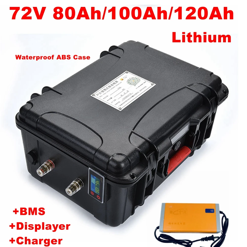 Customized 72V 80Ah 100Ah 120Ah lithium ion battery pack BMS for solar energy electric motorbike On-board recharging+Charger