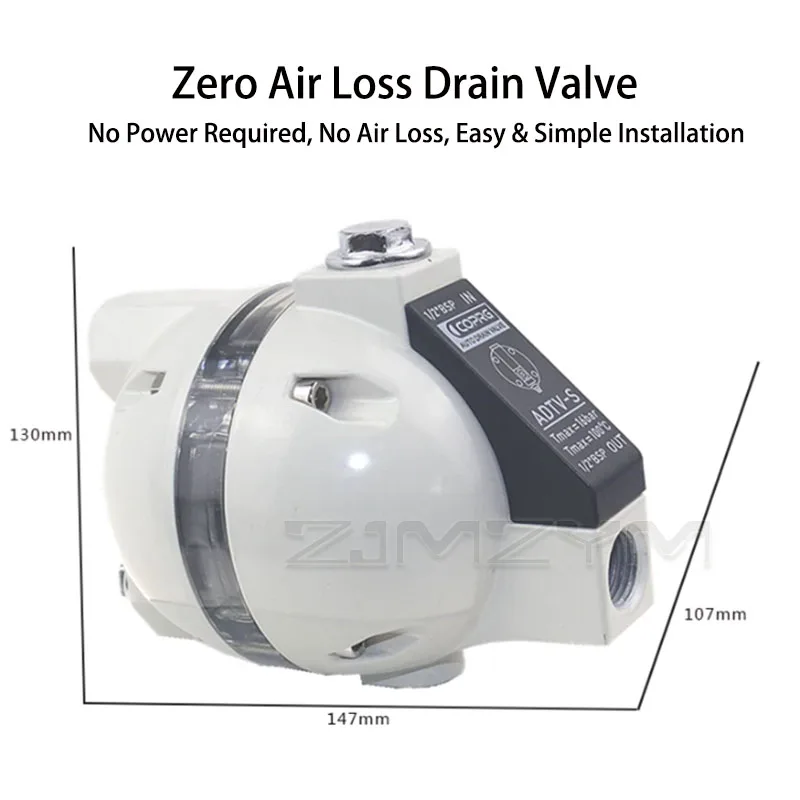 Automatic Drain Valve Visible Liquid Level Zero Air Loss Condensate Drain for Air Compressor Tank Pipeline End
