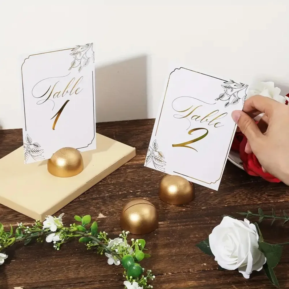 Gold Table Number Stand Elegant Wooden Photo Card Postcard Display Stand Durable Multipurpose Name Cards Holders Home Decoration