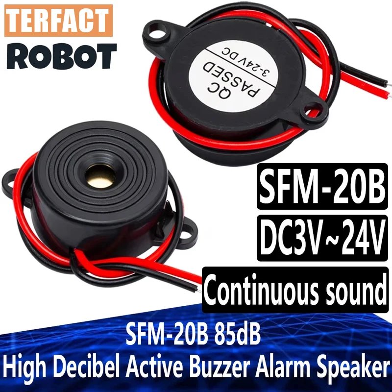 1~20PCS SFM-20B 85dB High Decibel Active Buzzer Alarm Speaker DC3-24V Continuous Sound 2312 Piezo Piezo Electronic