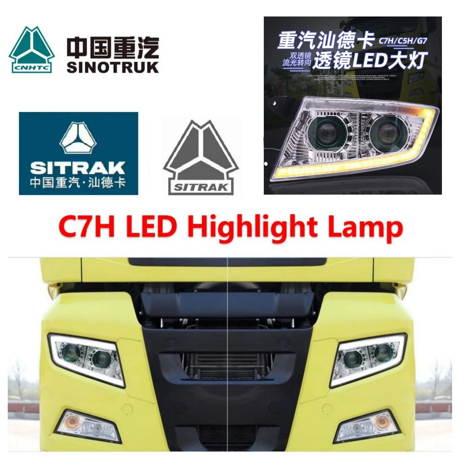 

Sinotruk SITRAK Truck C7H Cab House Trailer LED Headlight Front Lamp Assembly (Left and Right A Pair) Head Lamp 812225101-6021/2