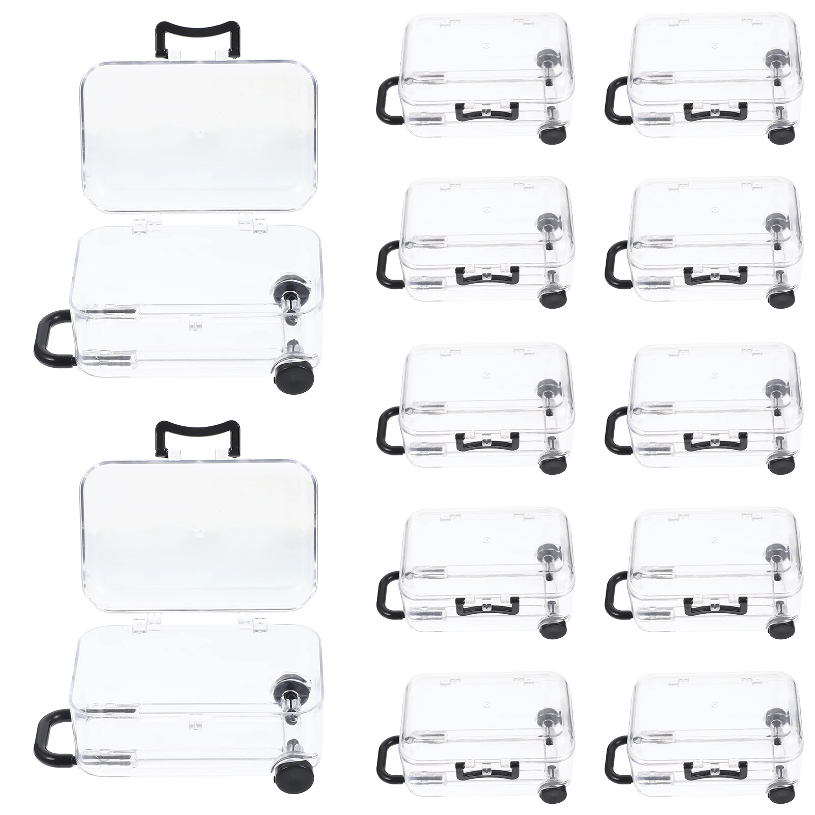 

12pcs Mini Suitcase Gift Box Candy Storage Case For Wedding Party Favor Boxes Travel Decorations Italian Themed Dessert Pastry