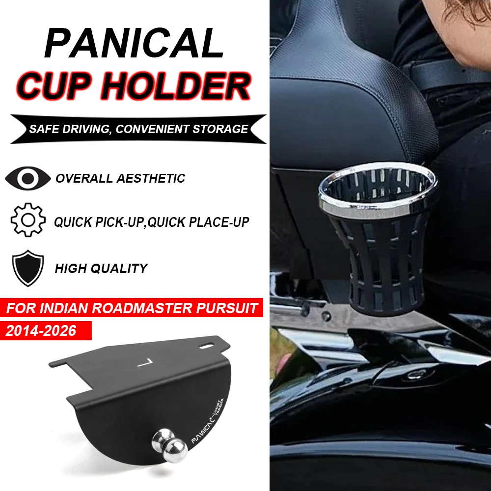 Panical Water Drink Cup Holder Passenger Rear Trunk Kit LR For Indian Roadmaster 2014-2026 Pursuit 2021-2026 Motorcycle
