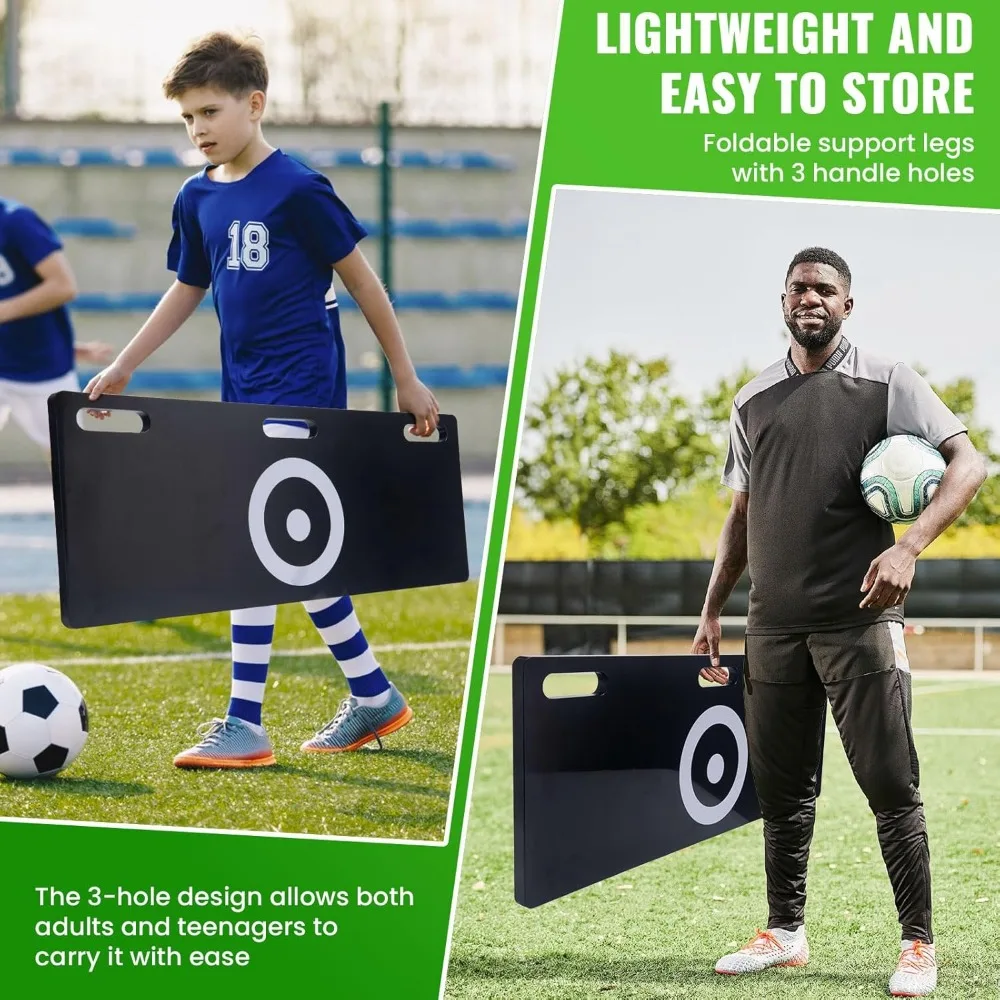 Verstelbare 3-hoekige voetbalrebounderbord Draagbare opvouwbare voetbaltrainingsmuur met antislipbasis voor passeren, schieten en
