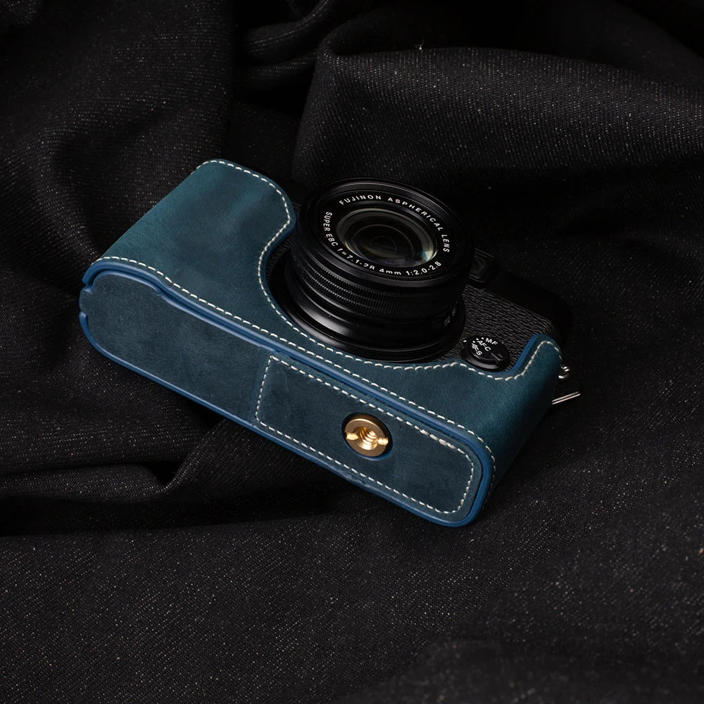 Capa protetora de couro para câmera fujifilm x20/x10, capa protetora de couro genuíno