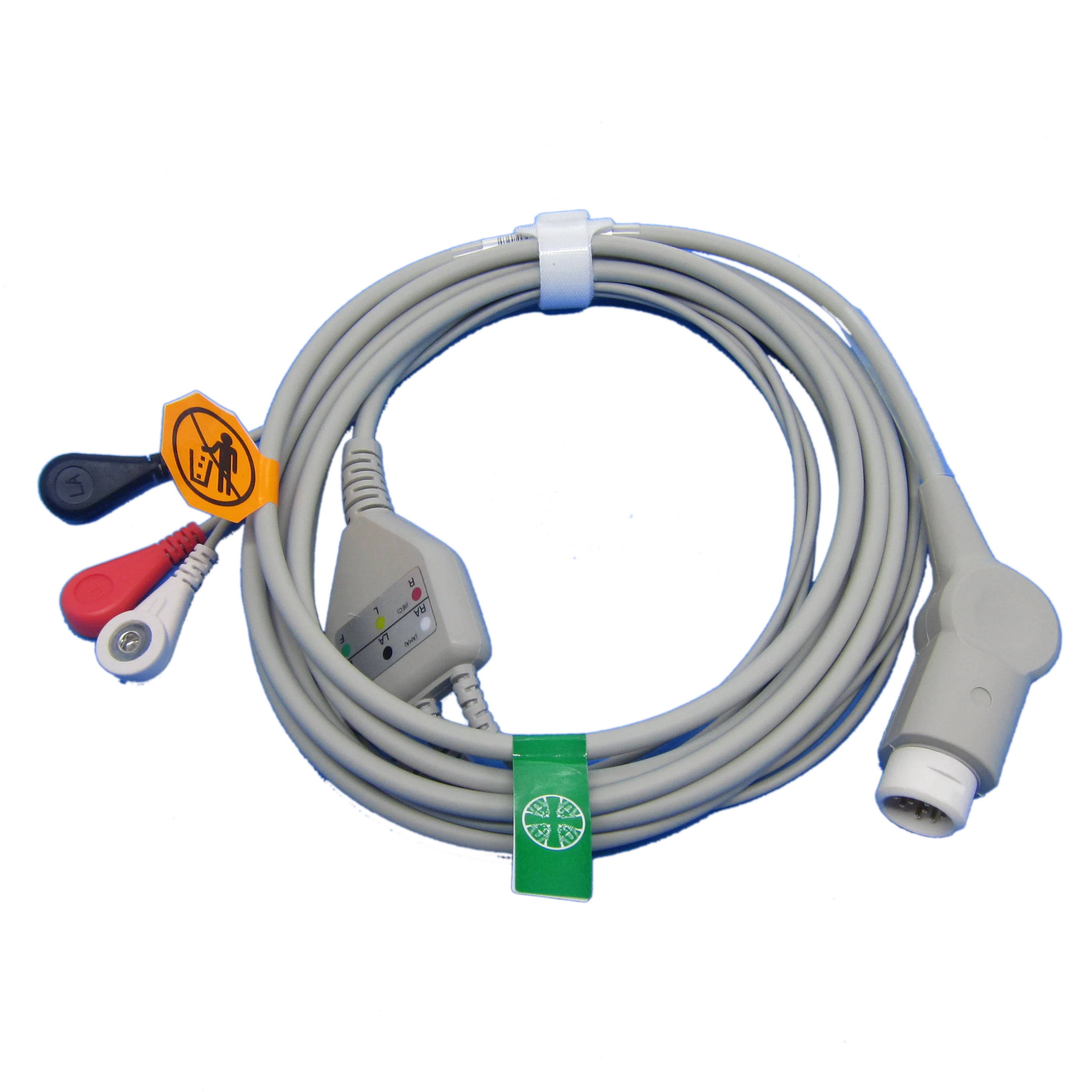 ecg cable with 3leads snap and 12pin connector for min*dray T5,T8 patient monitor