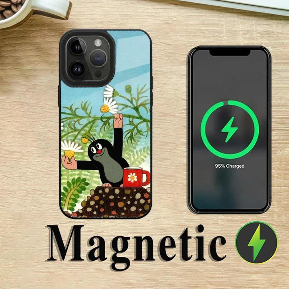 Cartoon Little M-Mole Phone Case For iPhone 16,15,14,13,12,11,Plus,Pro,Max Mini Magsafe Magnetic Wireless Charging