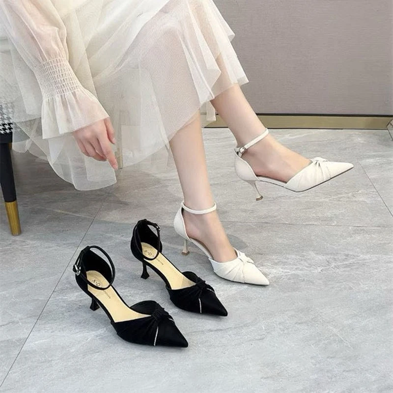 

Women's sandals summer 2024 pointed toe fashion elegant heels casual