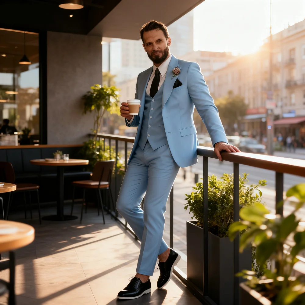 

Elegant Brown Wedding Tuxedo for Men Slim Fit Peak Lapel Formal Groomsmen Suiting Mais Recentes Designs Terno Ho