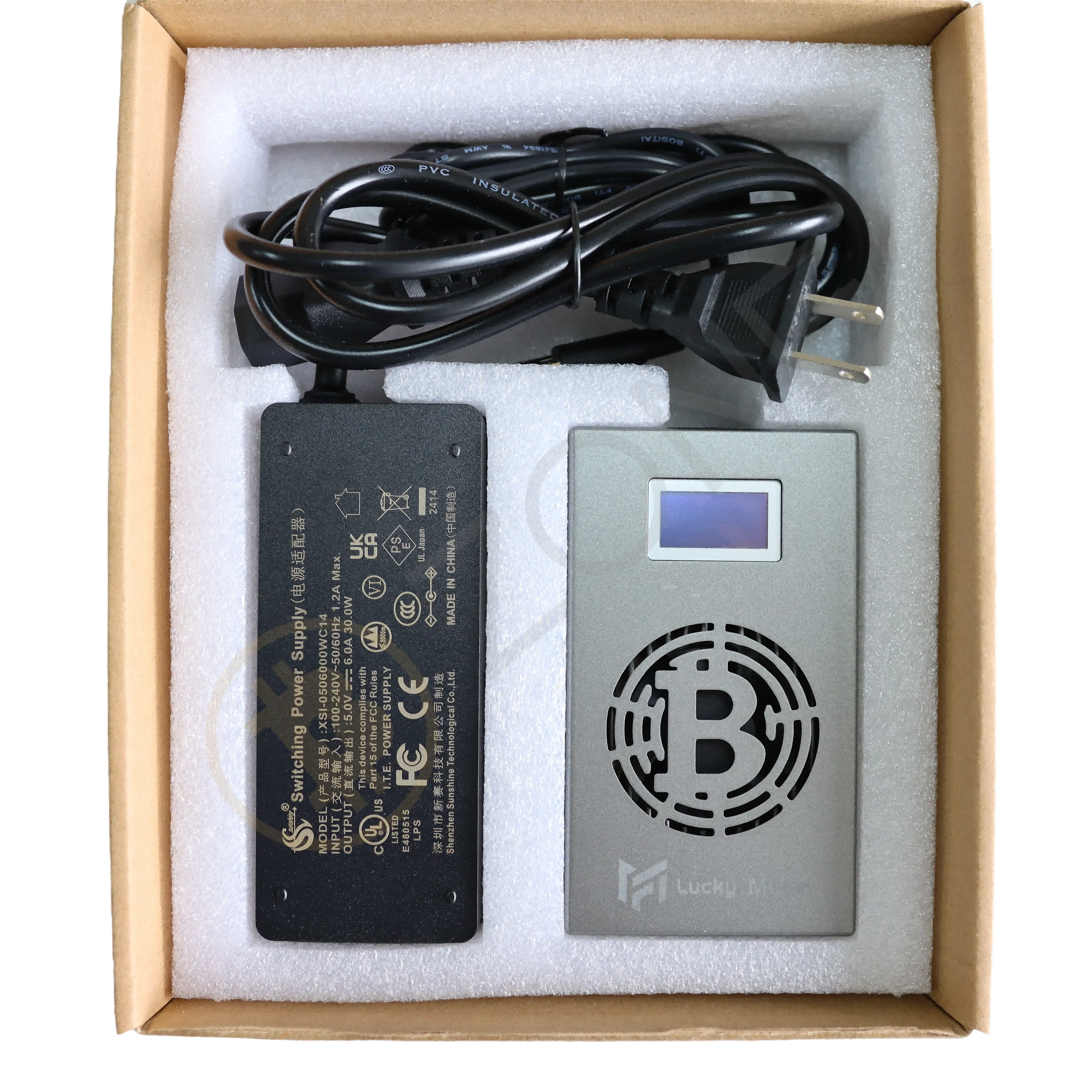 2024 New Bitaxe Lucky Miner LV06 Latest Firmware 500G Hashrate with 5V6A Universal/USA/EU/UK Power Supply 35dB Silent Miner