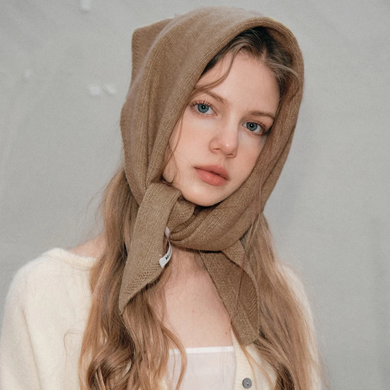 Bufanda de lana de alta calidad para mujer, chal de Cachemira versátil de Color sólido coreano, bufanda triangular para el cuello, otoño e invierno