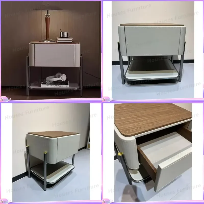 Smart Lock Bedside Table with Hidden Cash Drawer Wide Storage Compartments Modern Nightstand Secure Money Box Bedroom