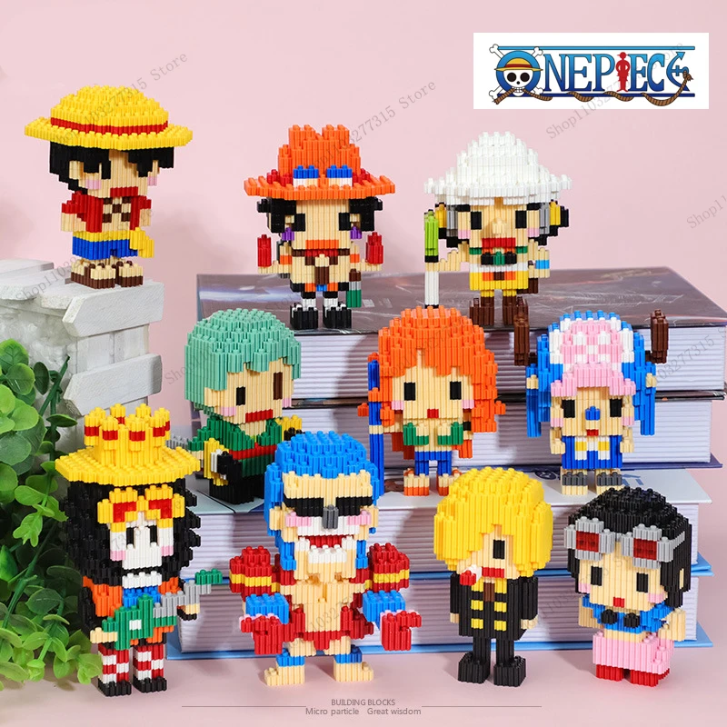 Een Stuk Bouwstenen Dier Figuur Luffy Zoro Goku Naruto Kleine Deeltjes Samengesteld Diy Puzzel Jongens Meisjes Verjaardagscadeaus