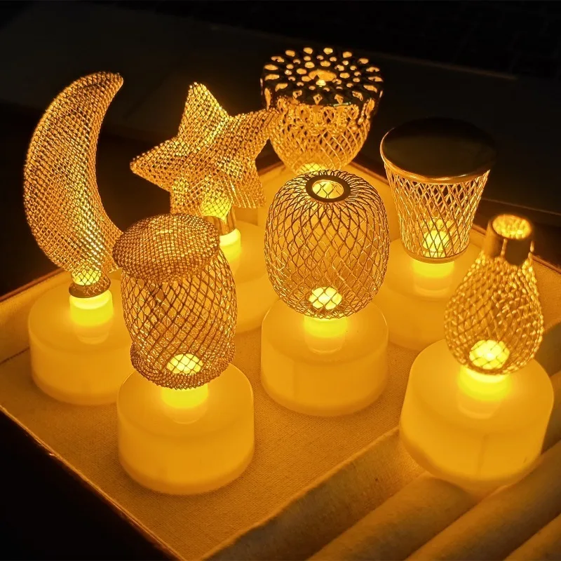 10/1PCS Eid Ramadan Candle Lamp Moon Star Castle LED Light EID Muslim Party Table Ornament Islam Muslim Home DIY Decorations