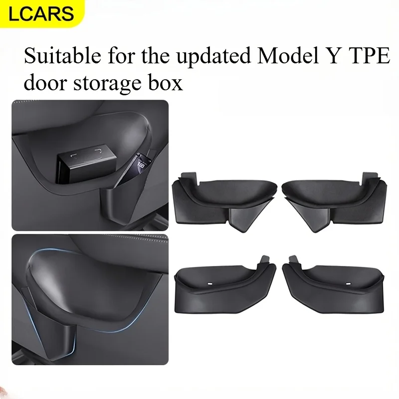 

Lcars Car Door Storage Box Is Only Suitable for the New Tesla Model Y Juniper 2025. the Storage Box Is Made of Tpe Soft Rubber Material. Car Door Slot Storage Accessories, Set of Four Pieces for Front, Rear, Left, and Right Sides. Designed to Match the Or