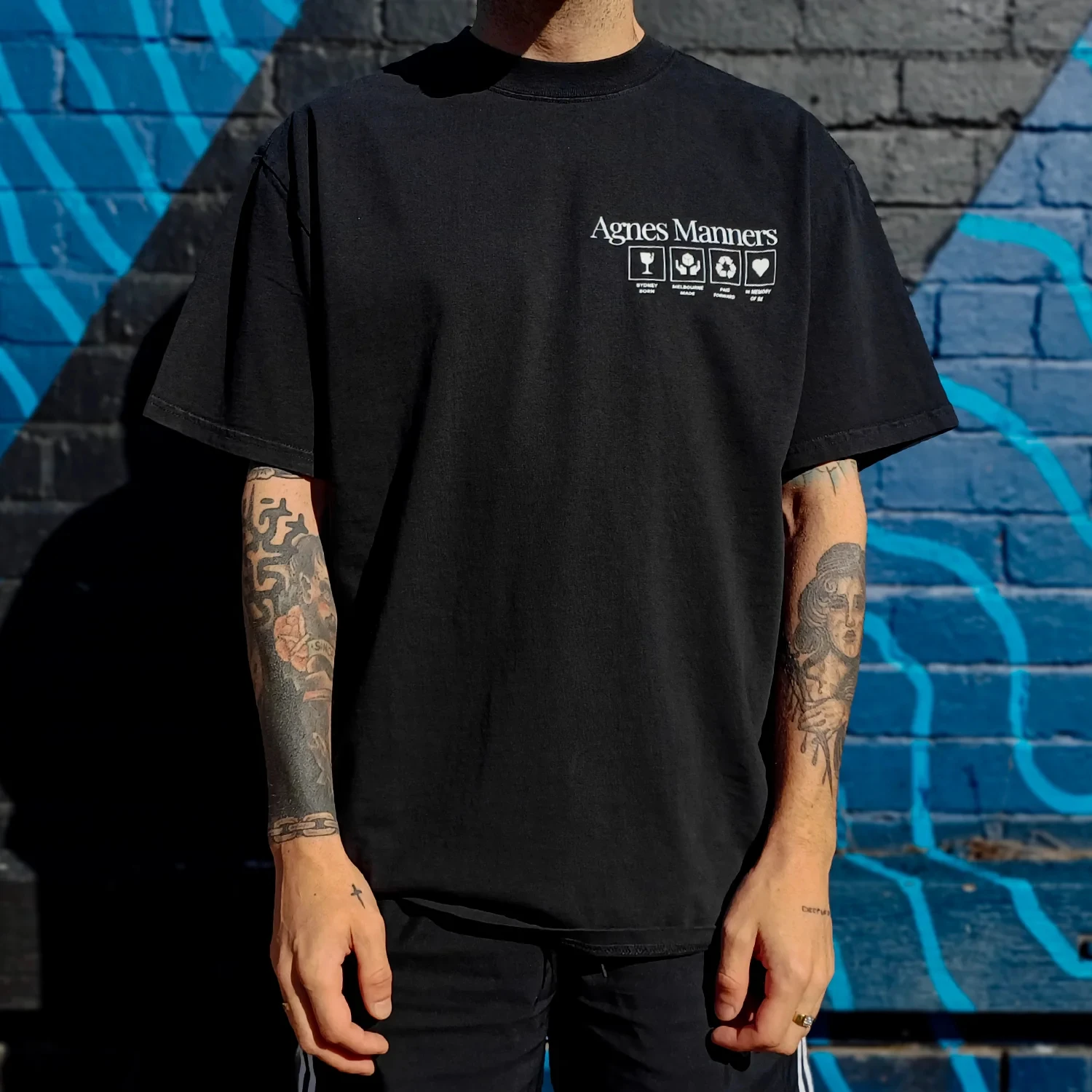 Hot Sale ‌Agnes Manners Letter Graphic Men Women Cotton Tsh…