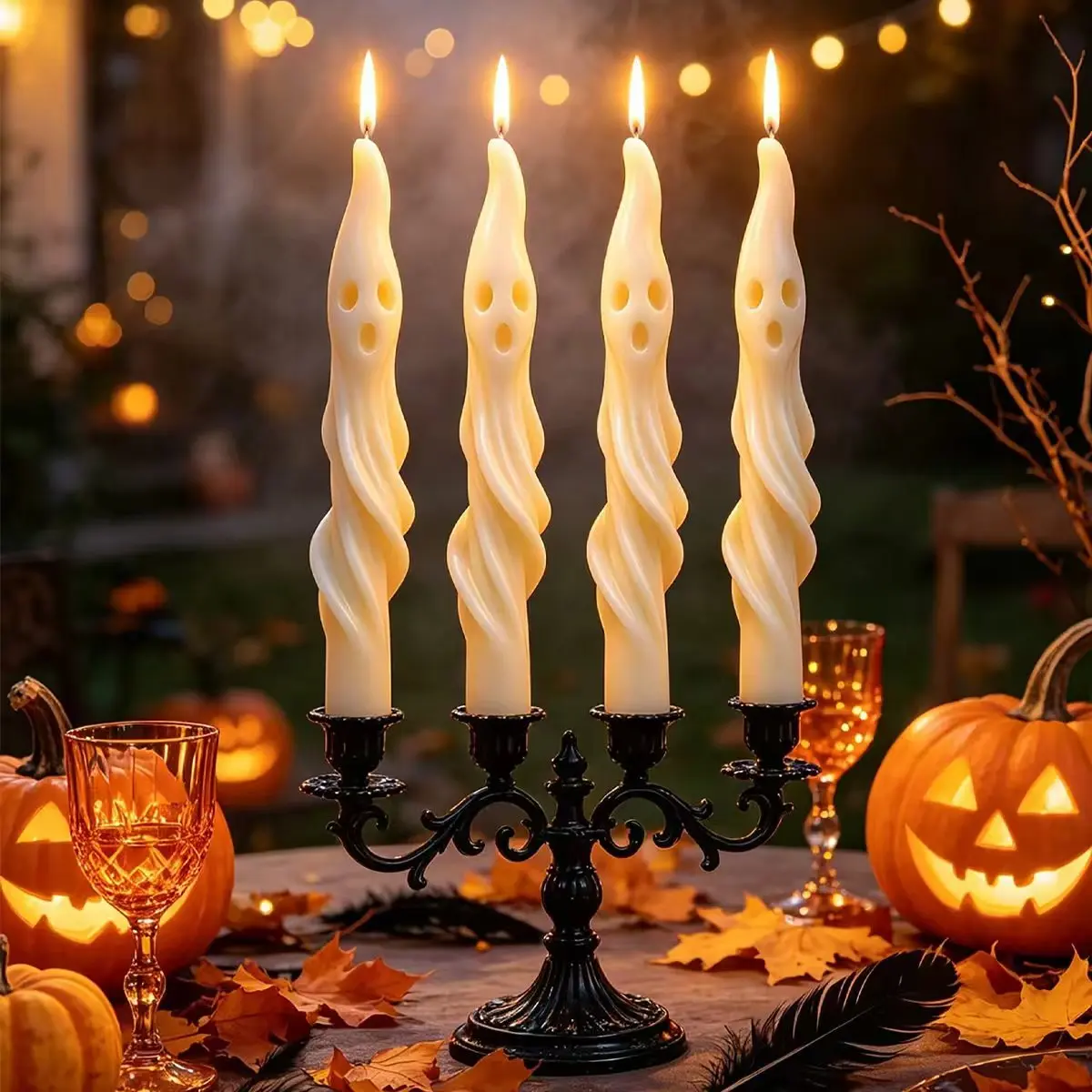 4/2/1 Halloween-Themed Long Strip Ghost Scented Candles, Creative Mummy Design Candles, Halloween Holiday Decoration Atmosphere Props Candles, Trick-Or-Treat Gift Candles