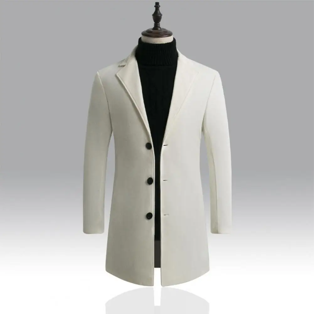 

Men Jacket Single Breasted Trench Coat Slim-fitting Lapel Trench Coat