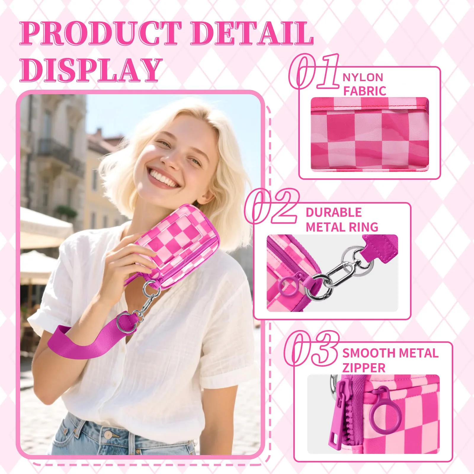 The Iris Wallet Zip Card Case with ID Window Purses for Women Coin Purse with Zipper Mini Portable Keychain Wallet, Red