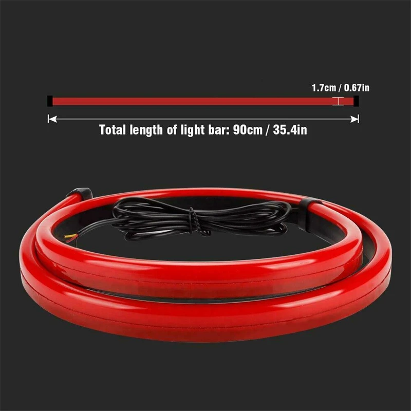 

90cm 1m Led The Third Brake Lights For Car Universal High Mount Stop Brake Light Auto High Rear Lights Strip Flexible 12V