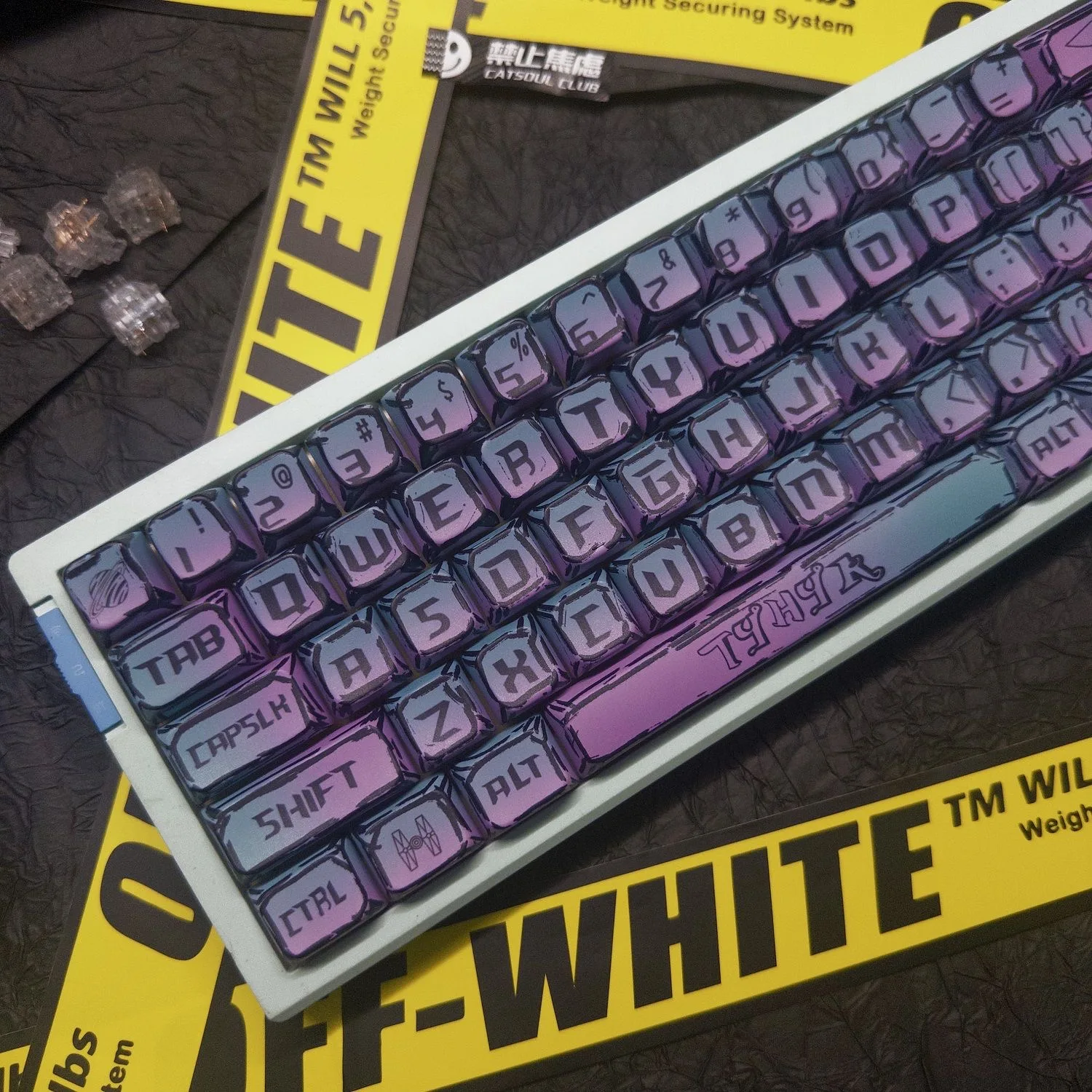 126 Keys Punk Keycap Cherry MDA Profile Gradient Five Sides Dye Sub PBT Keycaps for 65/75/87/98/104/108 MX Mechanical Keyboard
