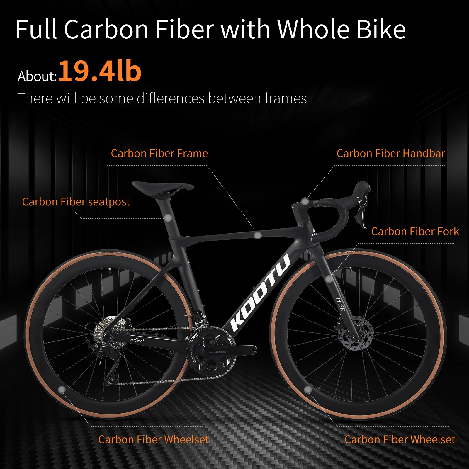 KOOTU R08-7120 Full Carbon Fiber Road Bike with SHIMANO R7120 24-Speed Complete Road Bike Race Bike