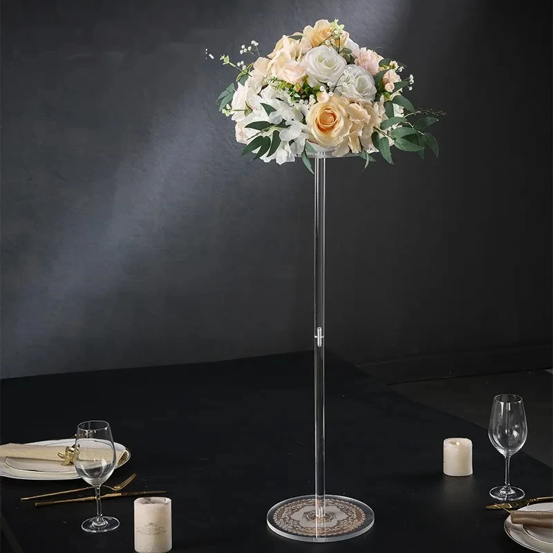 10cs Transparent Crystal Bracket Flower Stand Road Lead Wedding Table Centerpieces Event Party Vases Home Hotel Decoration