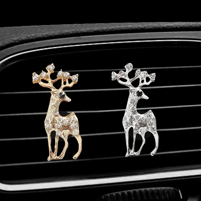 Diamond-encrustation Cute Deer Car Perfume Creative Car Air Conditioning Outlet Aroma Clip Car Accessories Car Decoration