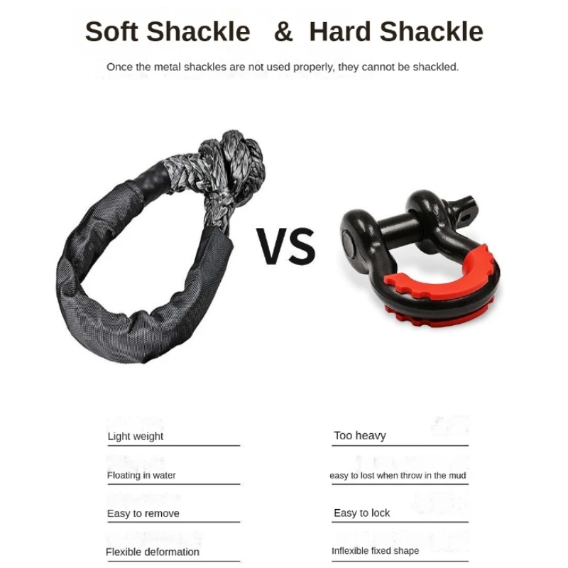 41000lbs Soft Shackle Synthetic Rope Heavy Duty Offroad 4X4 Tow Shackle Strap with Protective Sleeve for Jeep Truck SUV