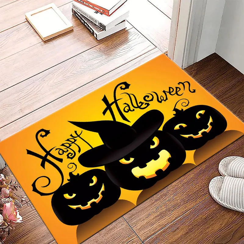 Halloween Horror Pumpkin Floormat Living Room Kitchen Entrance Non-slip Rug Bath Toilet Balcony Hallway Carpet Home Decorations