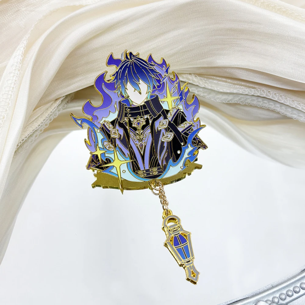 Jeu Genshin Impact Flins Cosplay Badge broches en métal dessin animé Figure épinglettes sac à dos décoration accessoires de fête