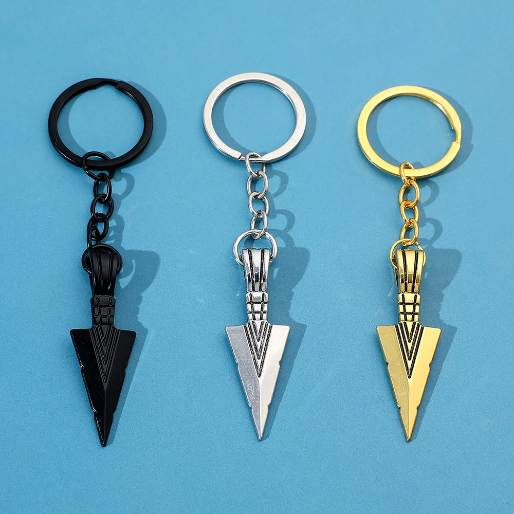 Retro Personality Black Triangle Arrowhead Keychain Pendant Niche Style Punk Keyrings Party Gifts