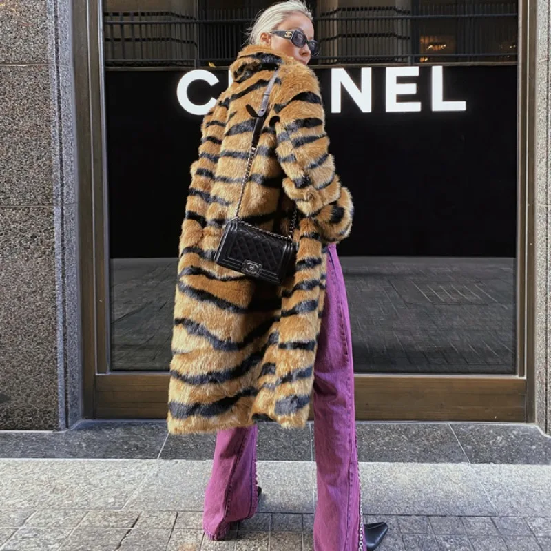 Splicing Multi-colour Slim Slim Fur Warm Comfortable Clothes Coat Women Women's  Autumn Winter New  Faux Fox Coat  Fur Coat