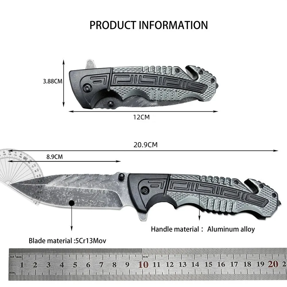 Coltello pieghevole tascabile multifunzione lama in acciaio inossidabile manico in alluminio EDC coltello da caccia tattico da esterno da uomo strumento da campeggio