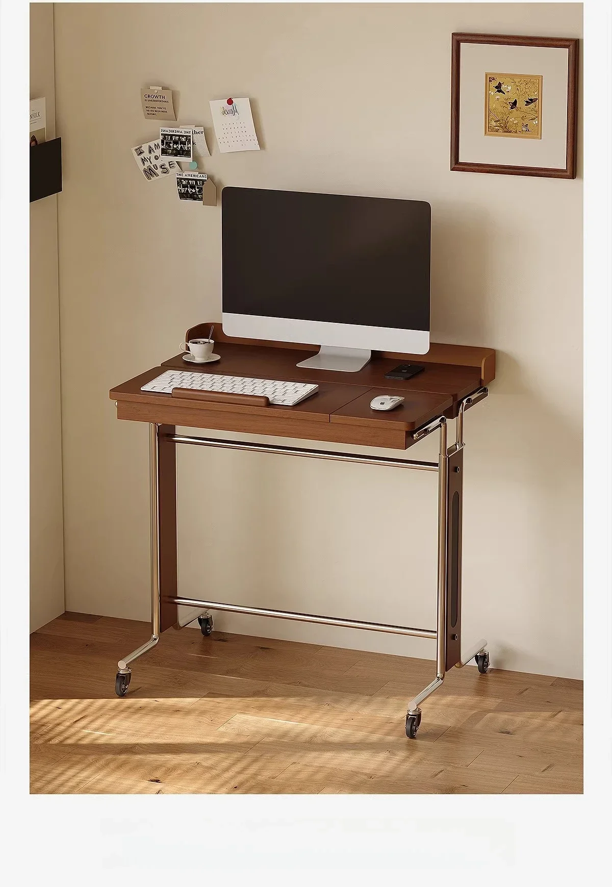 Medieval lifting computer desk, small home office removable, multi-functional study desk